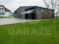 Garaż blaszany dwustanowiskowy 9 x 6 z wiatą, bramy uchylne
